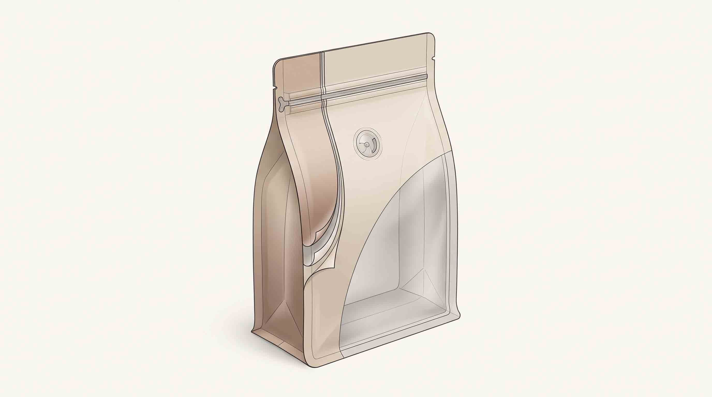 Illustrative diagram showing a coffee pouch as several visible components