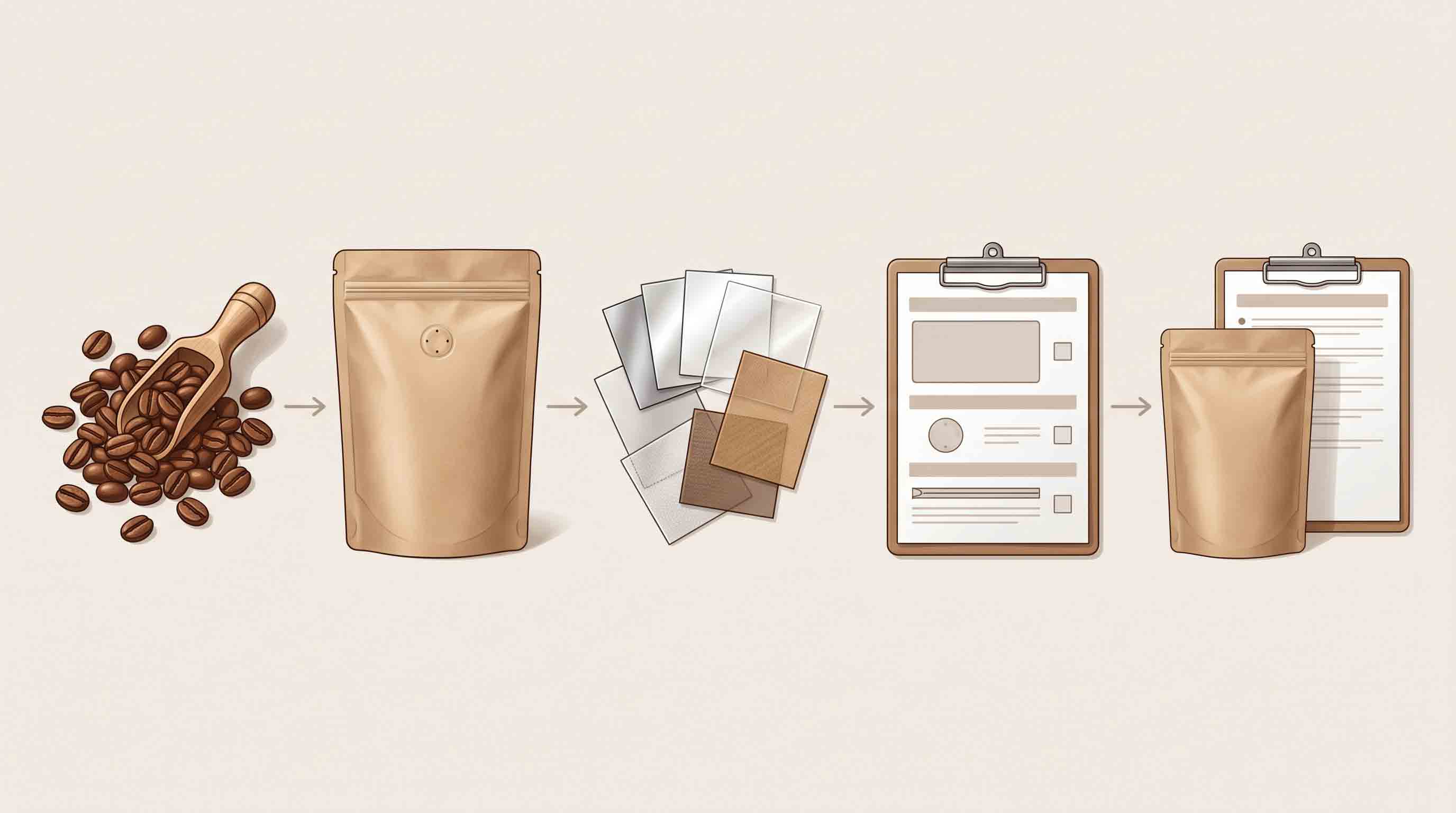 Illustrative workflow for reviewing coffee-pouch components and claim support