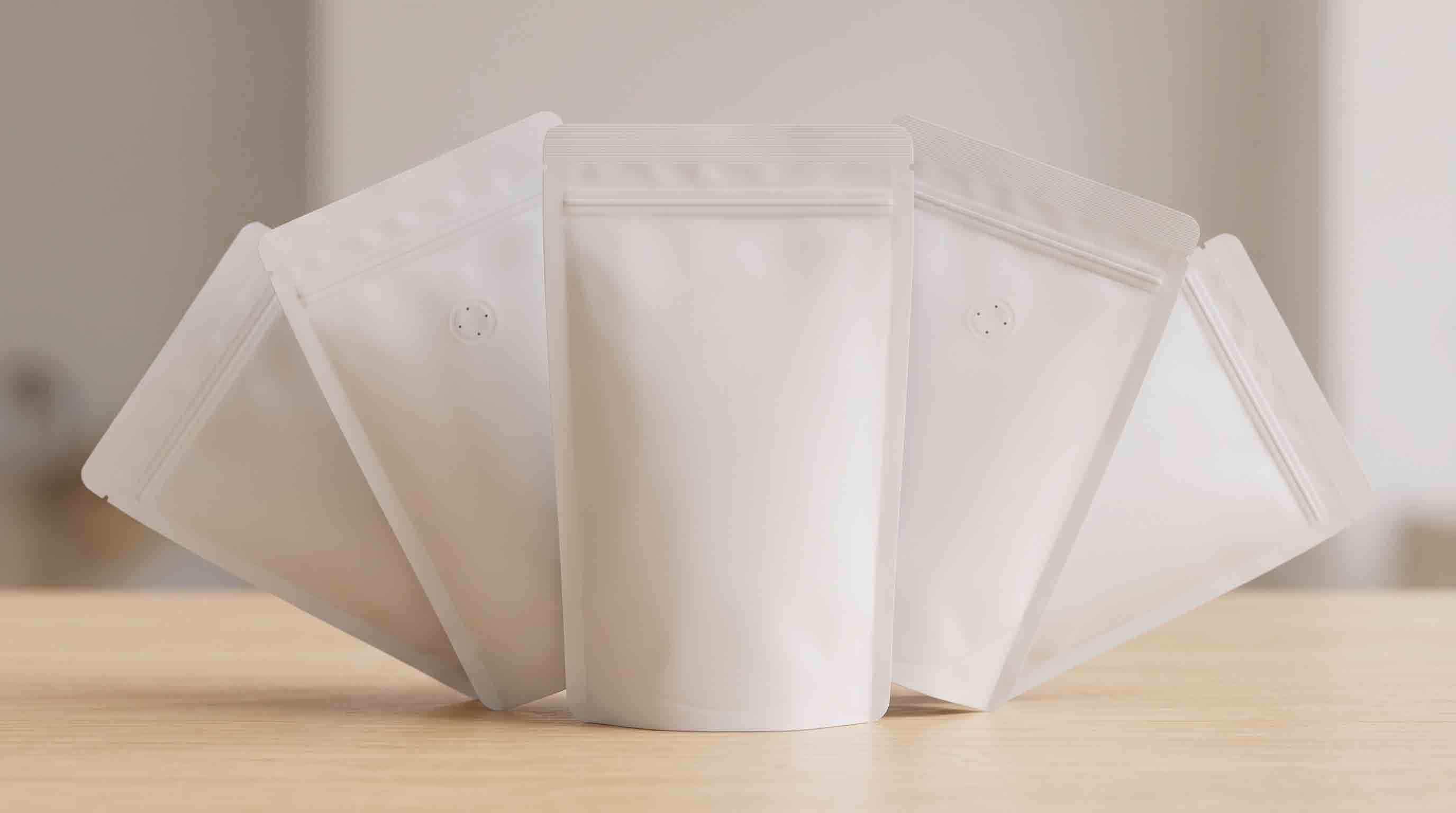 Illustrative coffee-pouch sample review sheet with format, panel, feature, and open-question fields