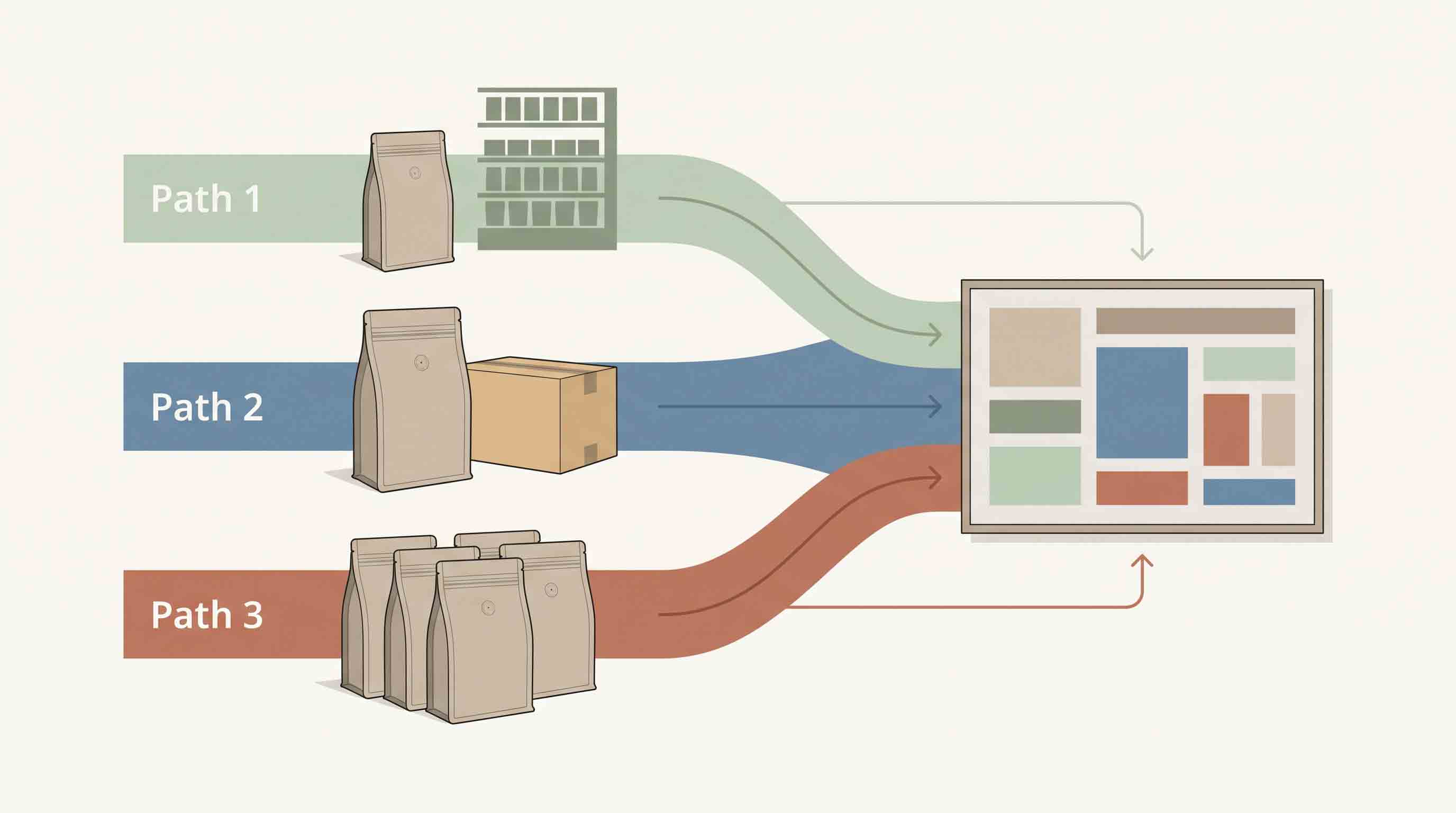 Illustrative wholesale coffee channel and pouch-format map