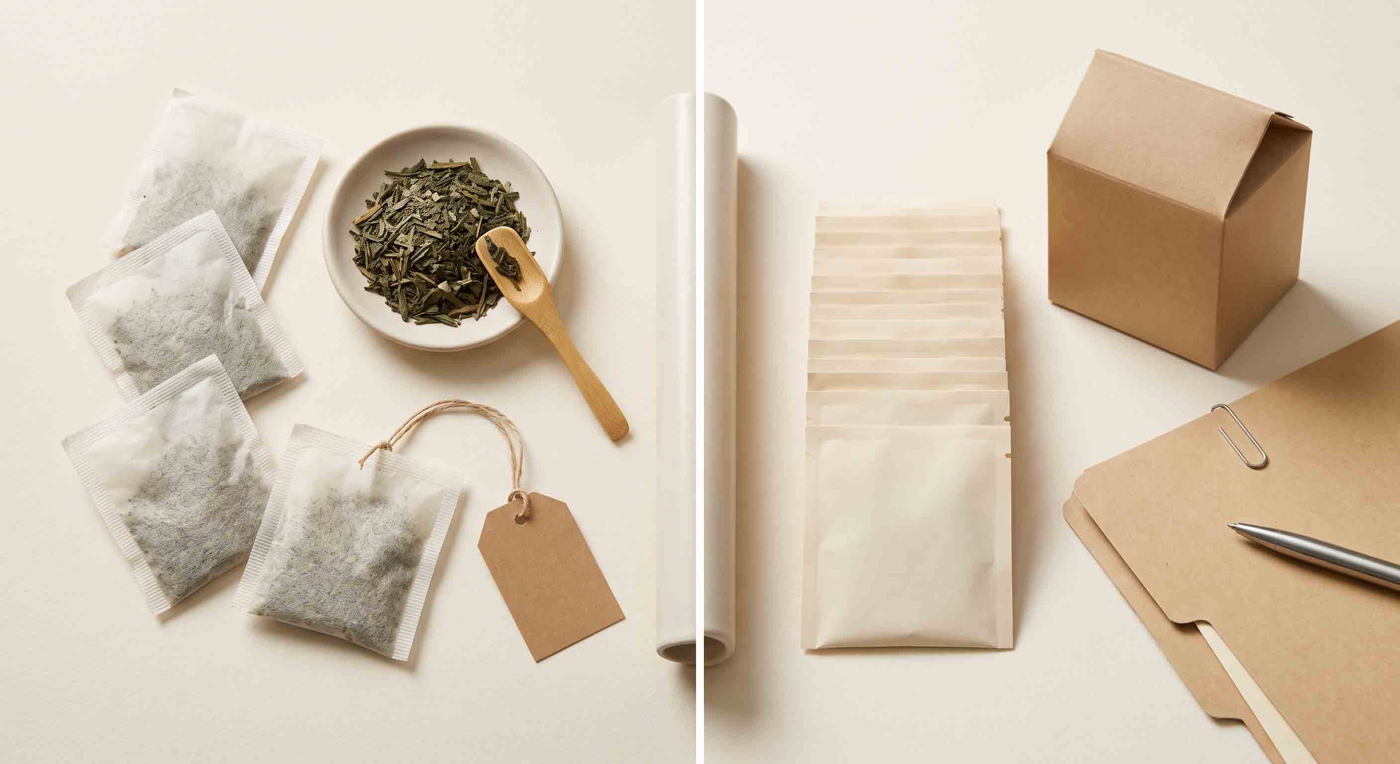 Illustrative technical comparison of a tea-bag prototype and a defined retail system.