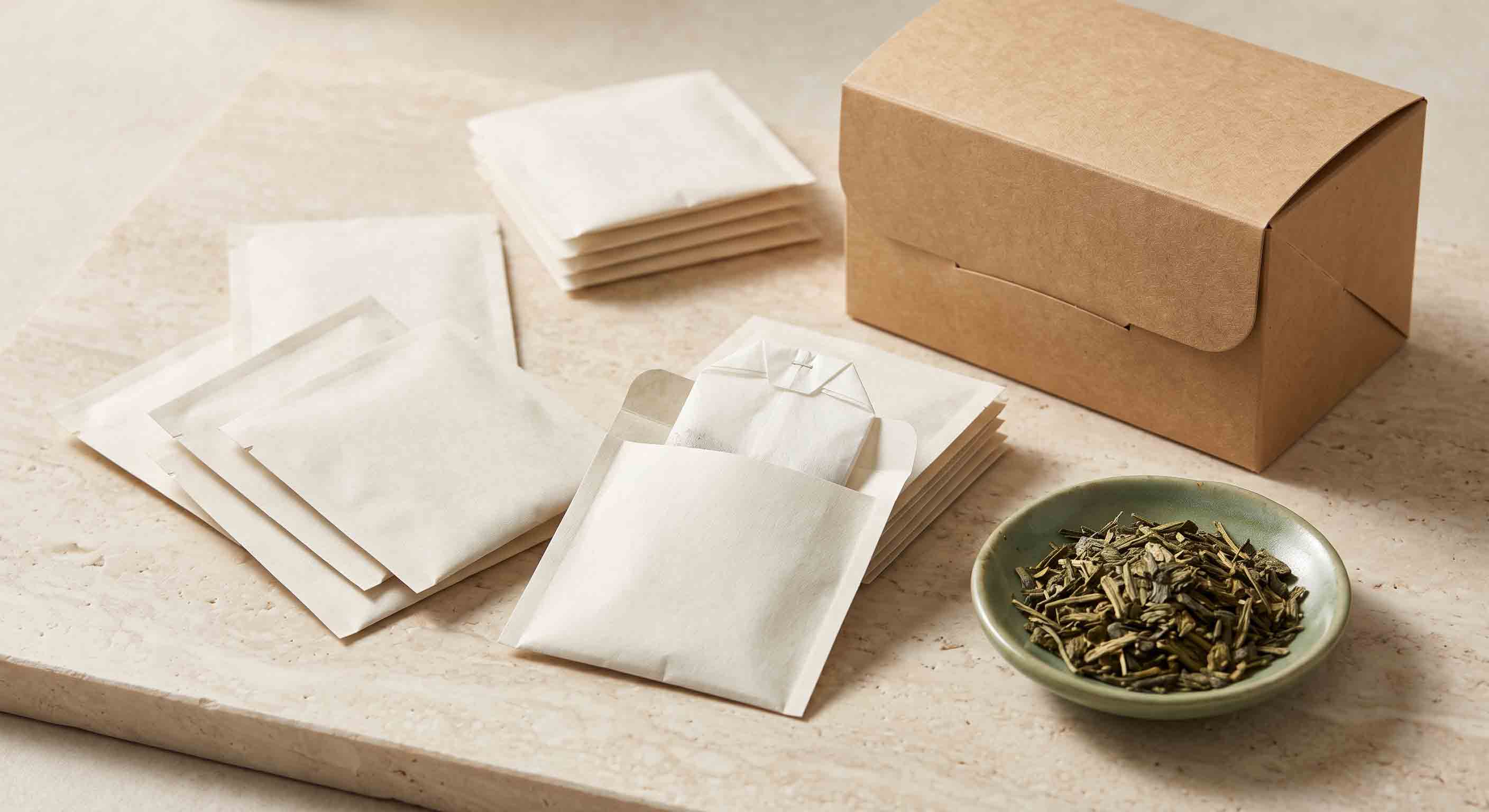 Illustrative order-planning reference of individual tea envelopes and a carton.