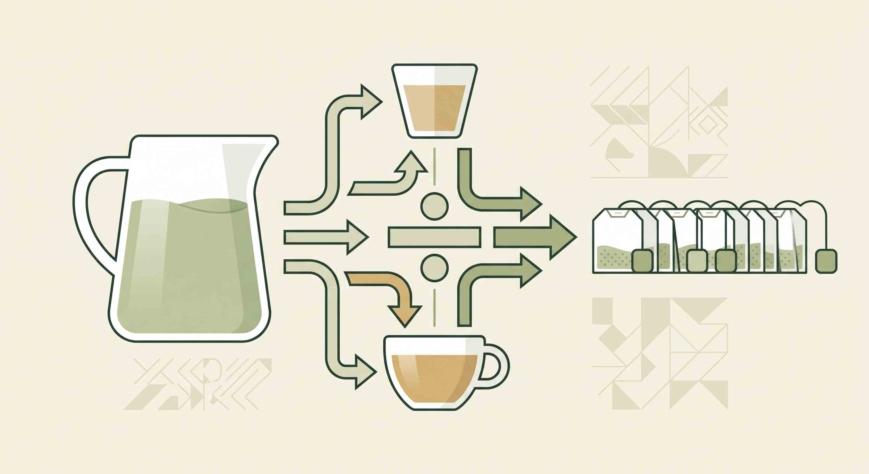 Illustrative technical diagram of total water volume divided by label serving volume.