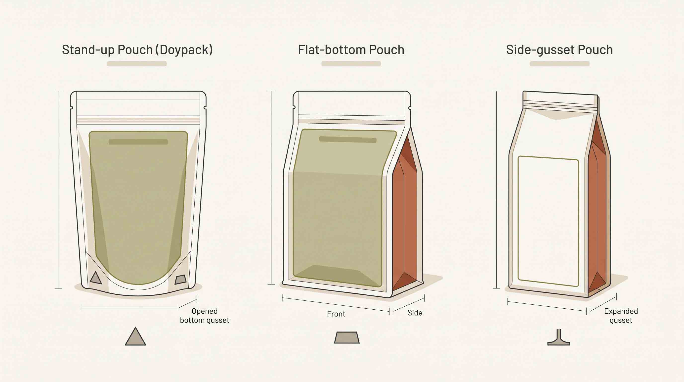 Illustrative diagram of pouch format comparison.