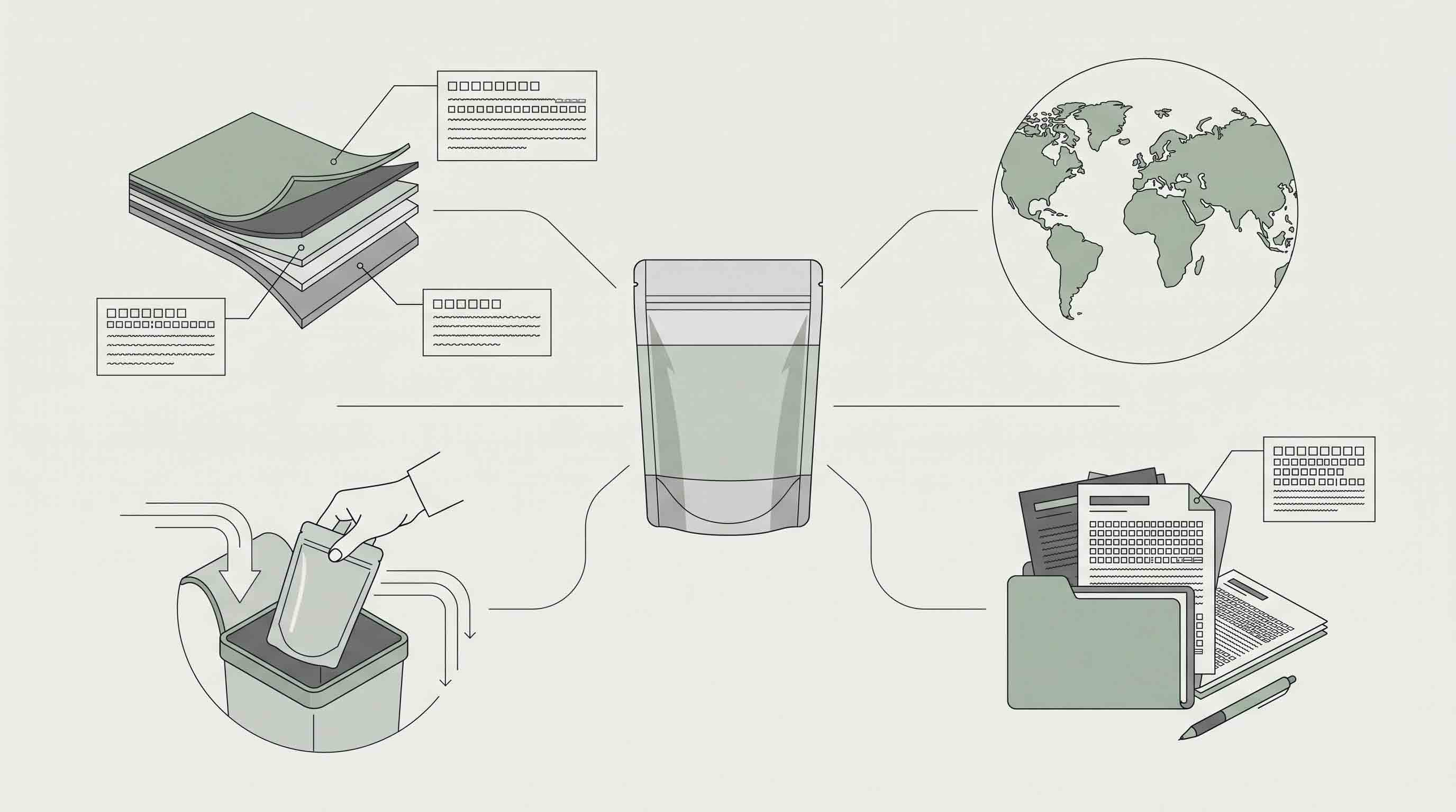 Illustrative diagram of dog food pouch claim boundary