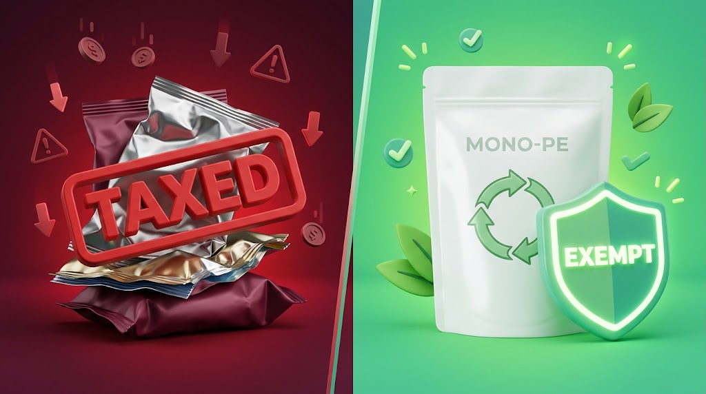 EPR plastic tax concept vs recyclable Mono-PE packaging