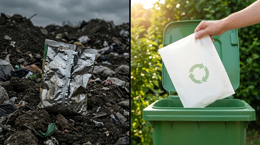 Multi-material landfill vs mono-material recycling process