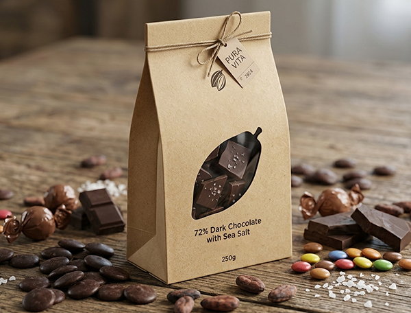 Custom Square Bottom Bags for Chocolate