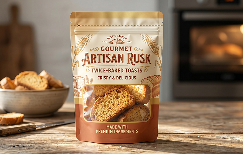Stand-Up Pouch for Custom Rusk Packaging