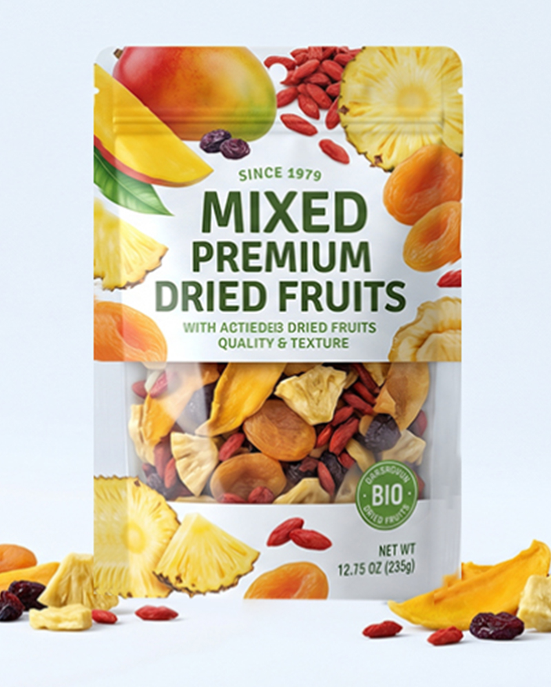 Customized Dried Fruit 3-Side Seal Bags