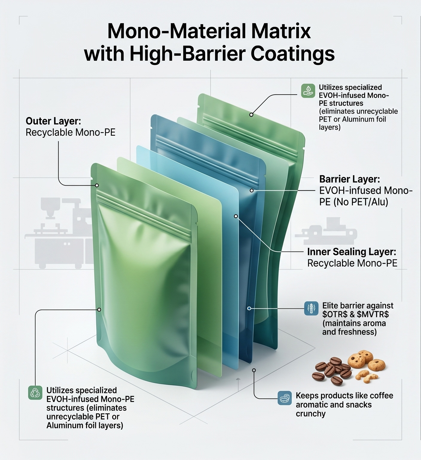 Mono-Material Matrix with High-Barrier Coatings