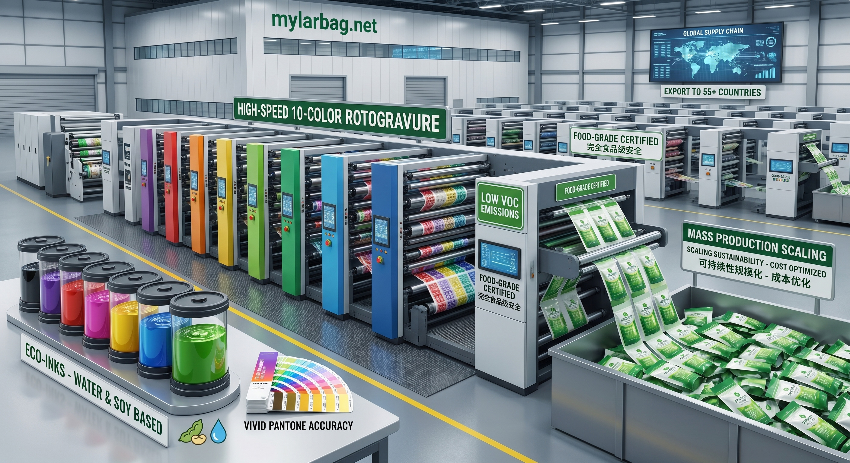 Eco-Inks & High-Speed 10-Color Rotogravure